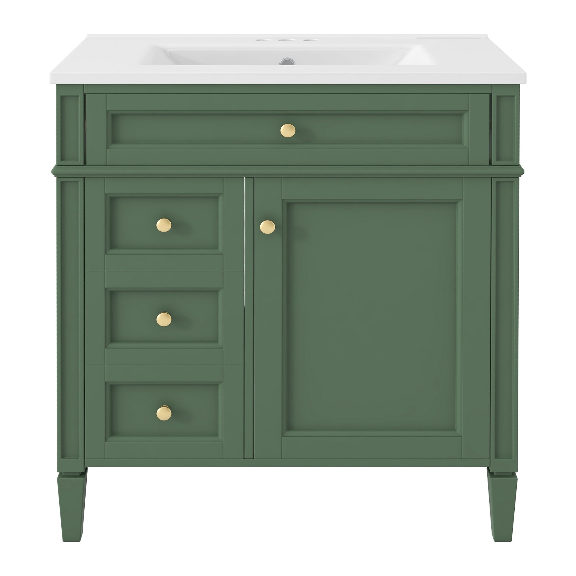 VanityFus 30-in Green Bathroom Vanity Undermount Single Sink Combo with 1 Soft Close Door 3 Drawers Adjustable Shelves
